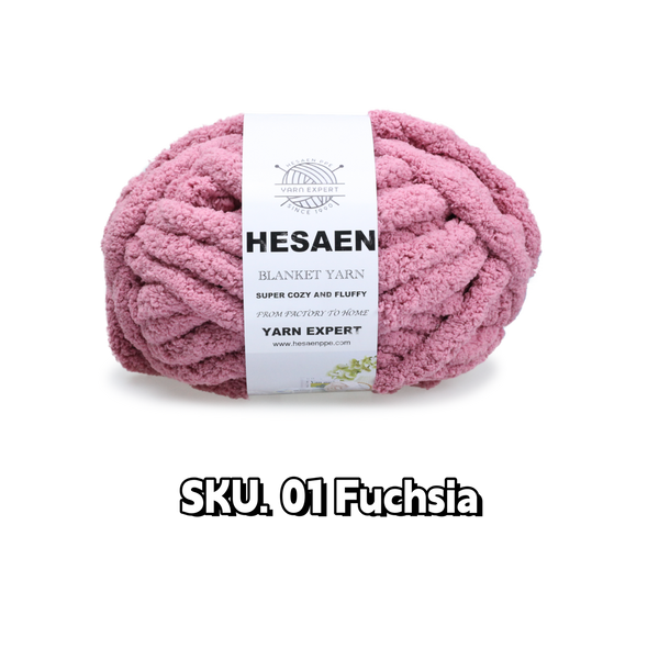 HESAEN CHUNKY BLANKET YARN SUPER THICK COZY AND SOFT (250G/25M), 01 FUSHSIA