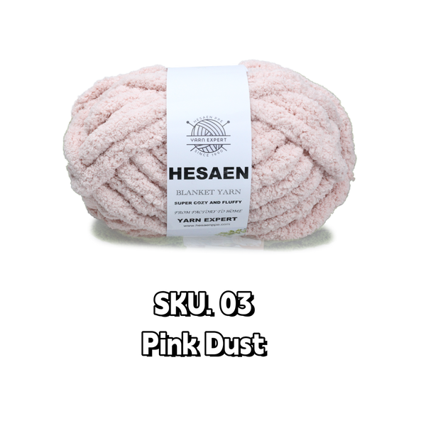 HESAEN CHUNKY BLANKET YARN SUPER THICK COZY AND SOFT (250G/25M), 03 PINK DUST