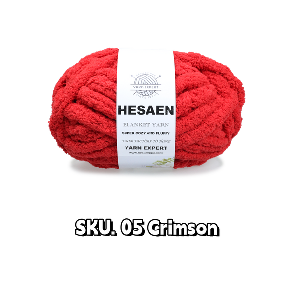 HESAEN CHUNKY BLANKET YARN SUPER THICK COZY AND SOFT (250G/25M), 05 CRIMSON