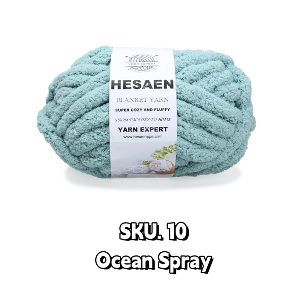 HESAEN CHUNKY BLANKET YARN SUPER THICK COZY AND SOFT (250G/25M), 10 OCEAN SPRAY