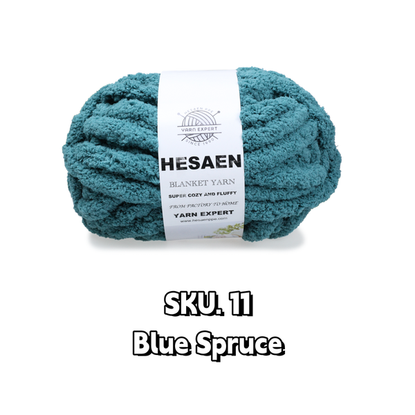 HESAEN CHUNKY BLANKET YARN SUPER THICK COZY AND SOFT (250G/25M), 11 BLUE SPRUCE