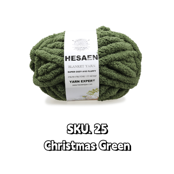 HESAEN CHUNKY BLANKET YARN SUPER THICK COZY AND SOFT (250G/25M), 25 CHRISTMAS GREEN