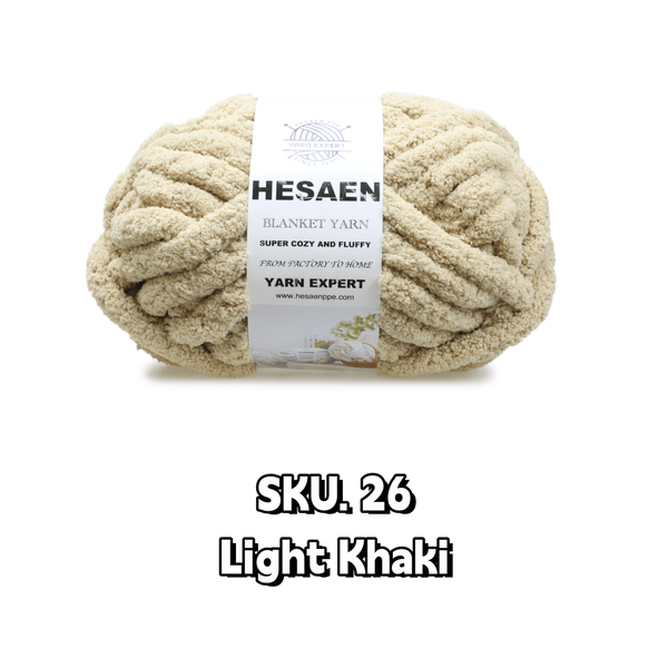 HESAEN CHUNKY BLANKET YARN SUPER THICK COZY AND SOFT (250G/25M), 26 LIGHT KHAKI