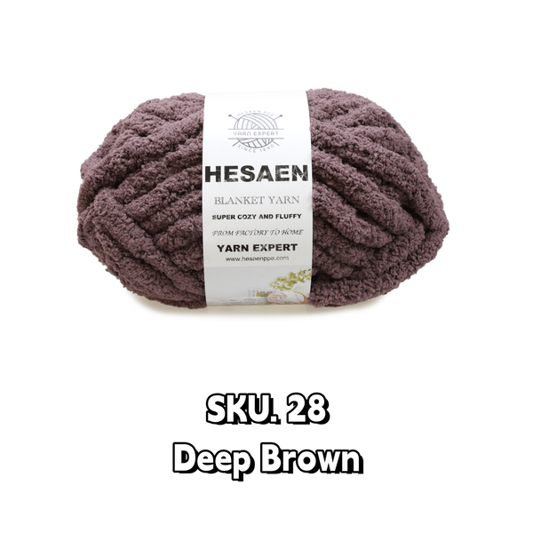 HESAEN CHUNKY BLANKET YARN SUPER THICK COZY AND SOFT (250G/25M), 28 DEEP BROWN