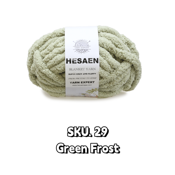 HESAEN CHUNKY BLANKET YARN SUPER THICK COZY AND SOFT (250G/25M), 29 GREEN FROST