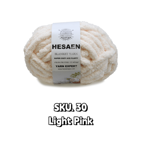 HESAEN CHUNKY BLANKET YARN SUPER THICK COZY AND SOFT (250G/25M), 30 LIGHT PINK