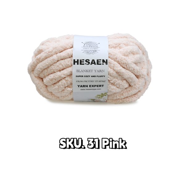 HESAEN CHUNKY BLANKET YARN SUPER THICK COZY AND SOFT (250G/25M), 31 PINK