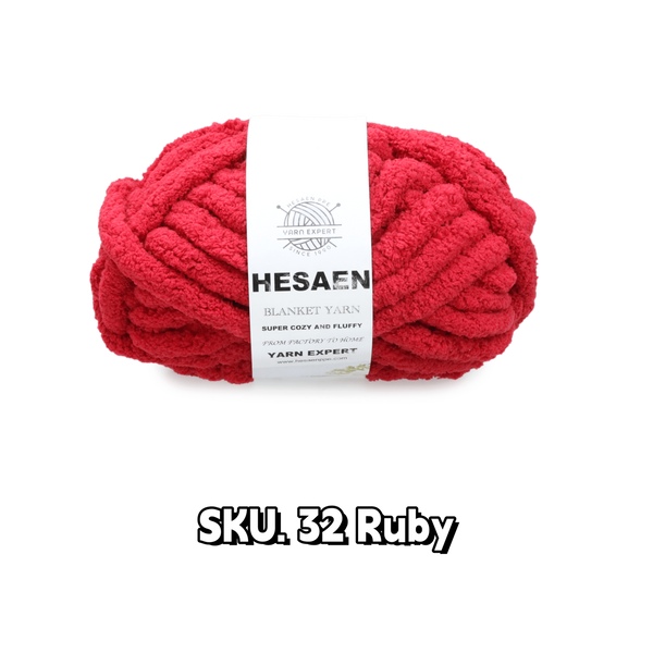 HESAEN CHUNKY BLANKET YARN SUPER THICK COZY AND SOFT (250G/25M), 32 RUBY