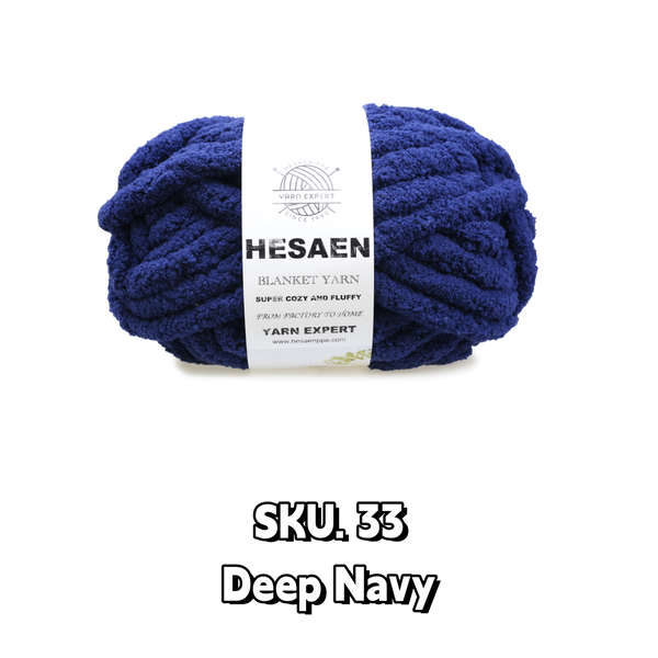 HESAEN CHUNKY BLANKET YARN SUPER THICK COZY AND SOFT (250G/25M), 33 DEEP NAVY