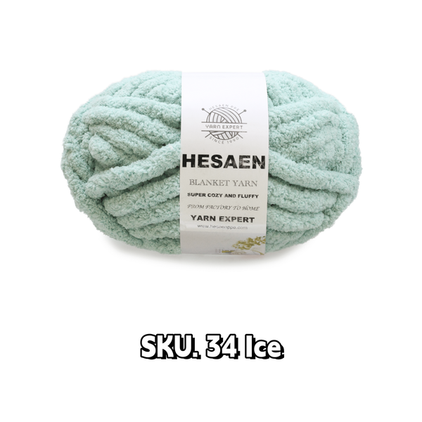 HESAEN CHUNKY BLANKET YARN SUPER THICK COZY AND SOFT (250G/25M), 34 ICE