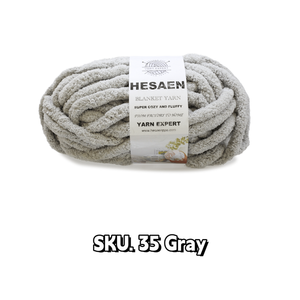 HESAEN CHUNKY BLANKET YARN SUPER THICK COZY AND SOFT (250G/25M), 35 GRAY