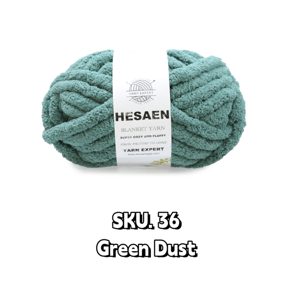 HESAEN CHUNKY BLANKET YARN SUPER THICK COZY AND SOFT (250G/25M), 36 GREEN DUST